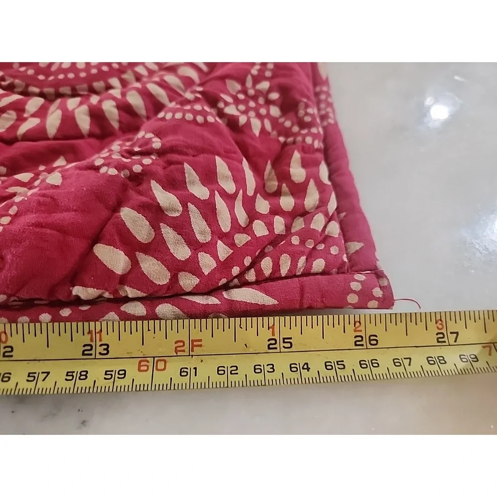 Pine Cone Hill Dark Fuchsia Tan Medallion Quilted Cotton 26 X 26 Euro Sham Tie